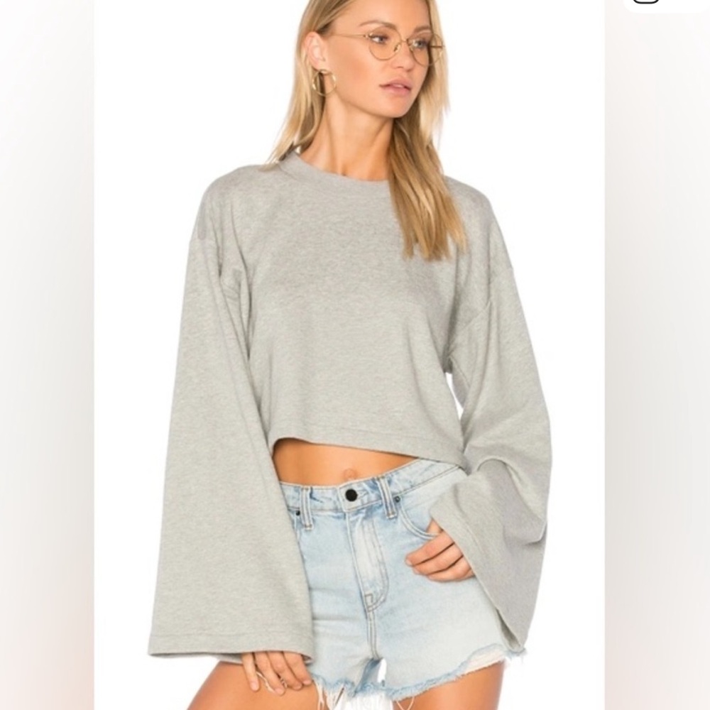 Alexander Wang Gray Cropped Tie-Back sweater